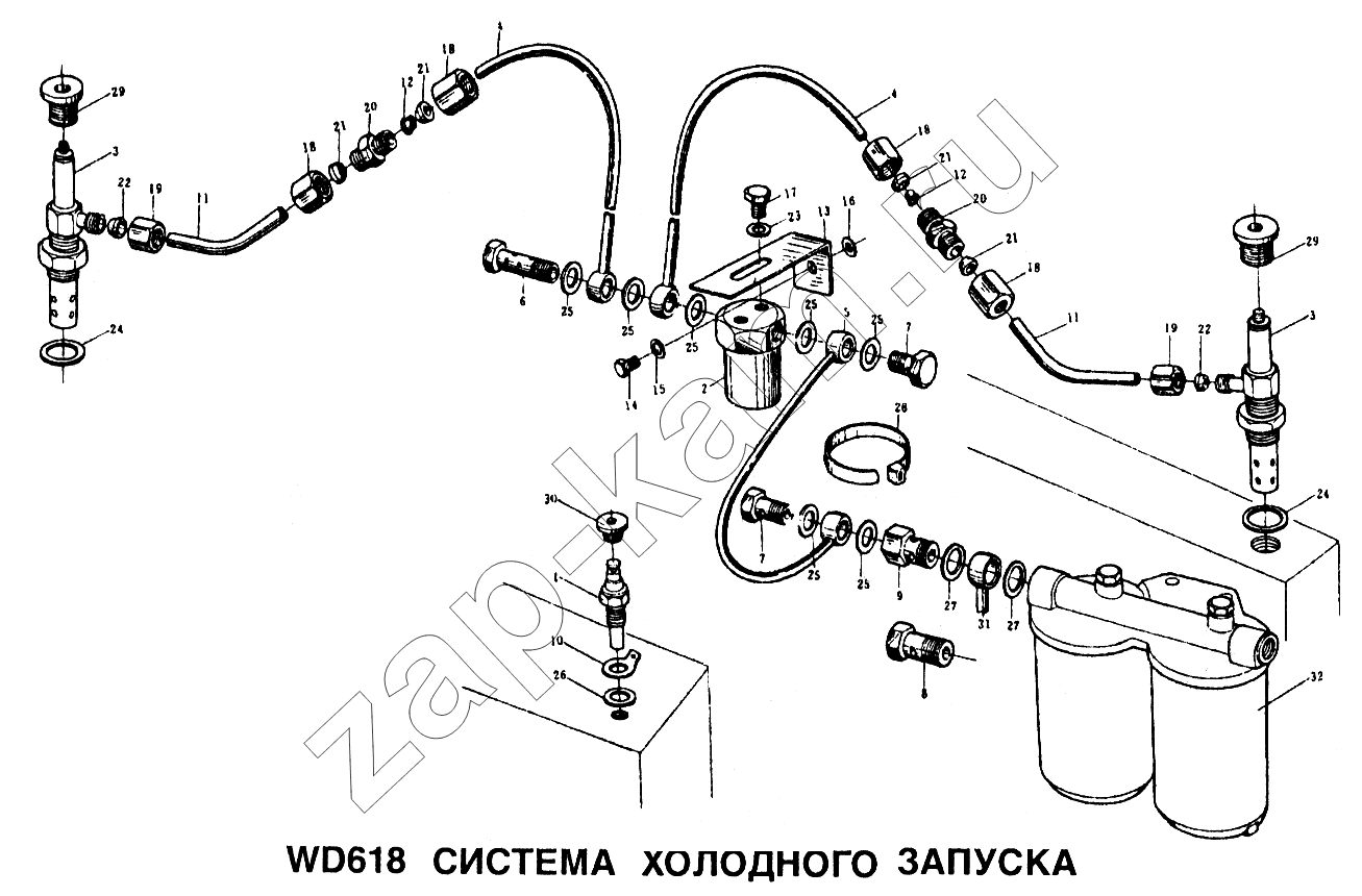 Схема/чертеж: Система холодного запуска / HOWO Howo