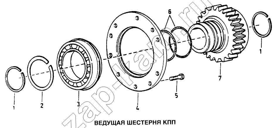 Схема/чертеж: Ведущая шестерня КПП / HOWO Howo