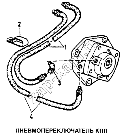 Схема/чертеж: Пневмопереключатель КПП / HOWO Howo