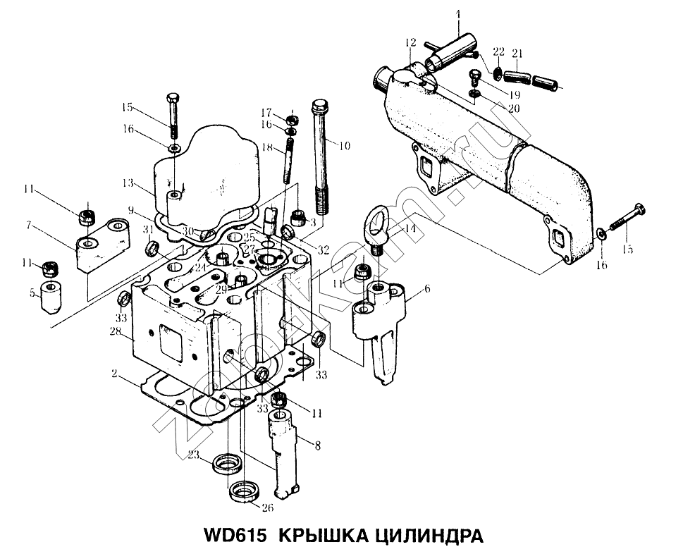 Схема/чертеж: Крышка цилиндра / HOWO Howo