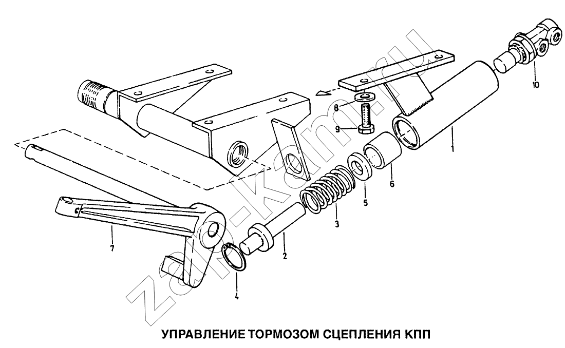 Схема/чертеж: Управление тормозом сцепления КПП / HOWO Howo