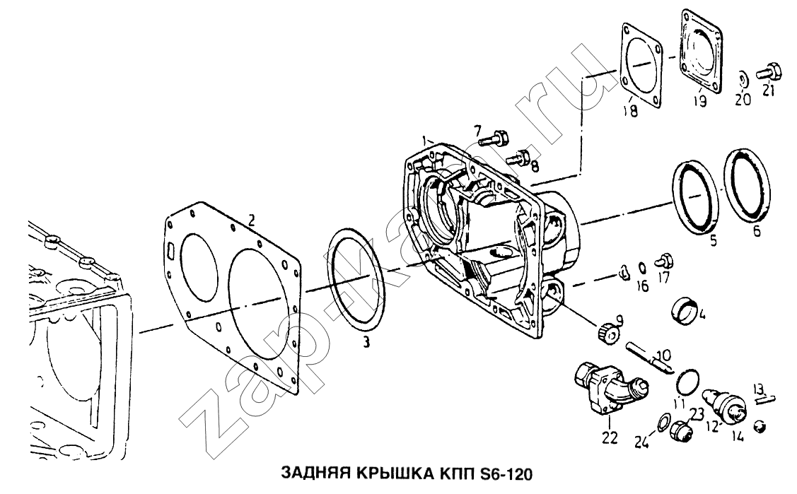 Схема/чертеж: Задняя крышка КПП S6-120 / HOWO Howo