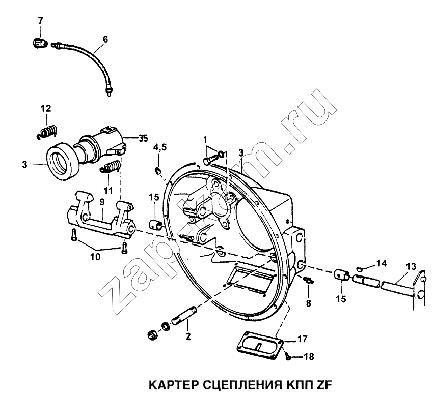 Схема/чертеж: Картер сцепления КПП ZF / HOWO Howo