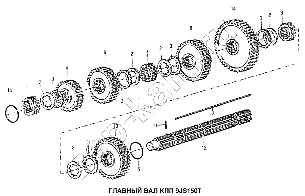 Схема/чертеж: Главный вал КПП 9JS150T / HOWO Howo