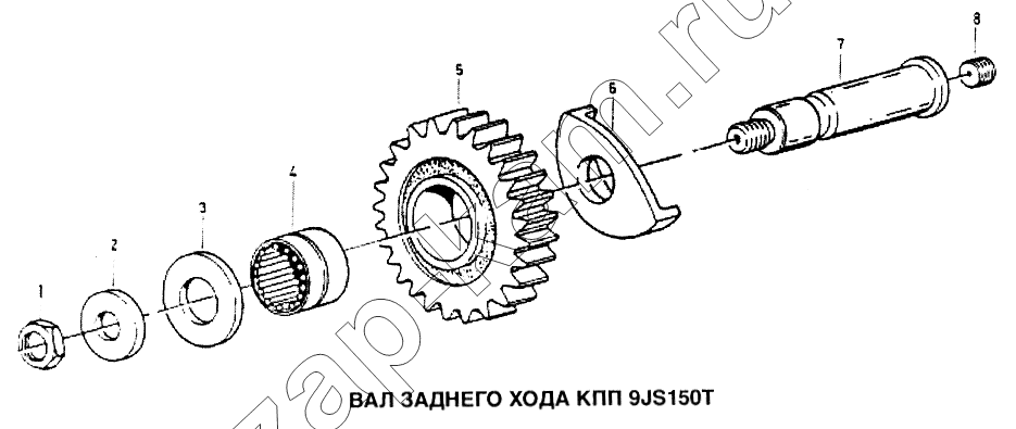 Схема/чертеж: Вал заднего хода КПП 9JS150T / HOWO Howo