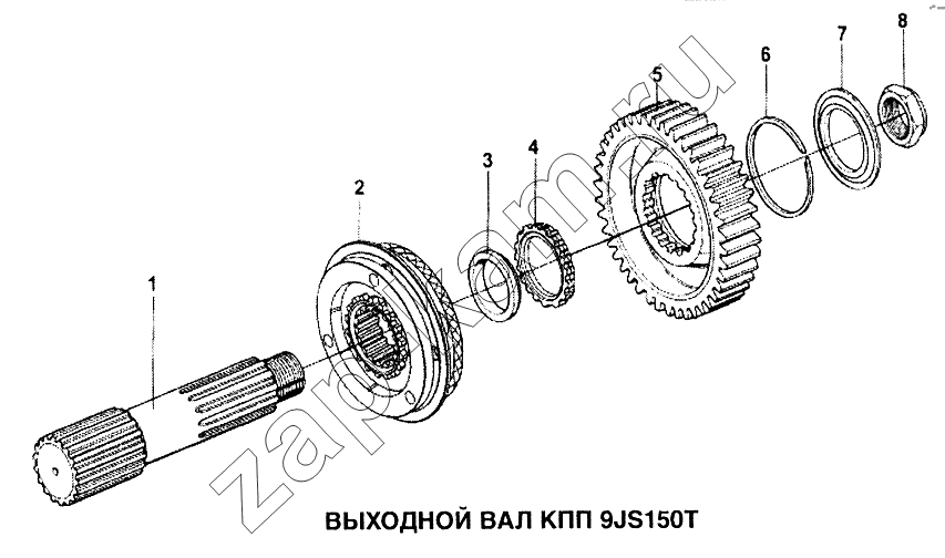 Схема/чертеж: Выходной вал КПП 9JS150T / HOWO Howo