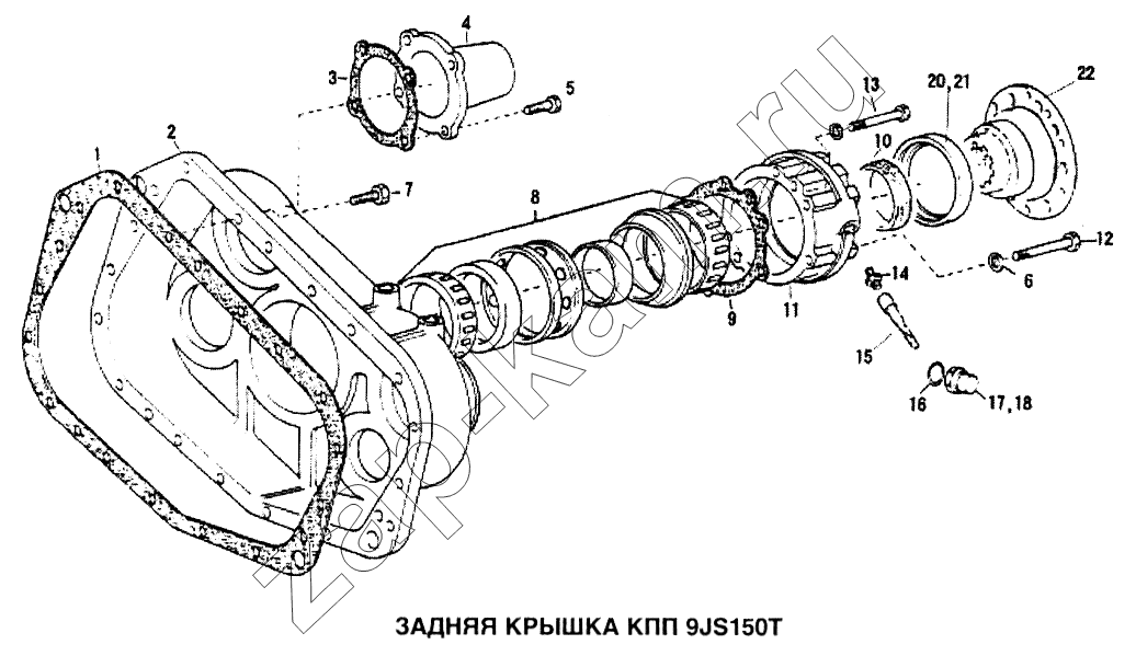 Схема/чертеж: Задняя крышка КПП 9JS150T / HOWO Howo