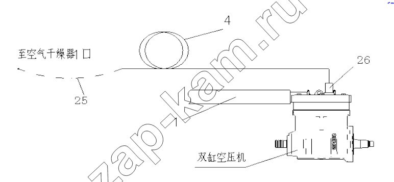 Схема/чертеж: Brake system air supply device / HOWO Howo A7 8x4