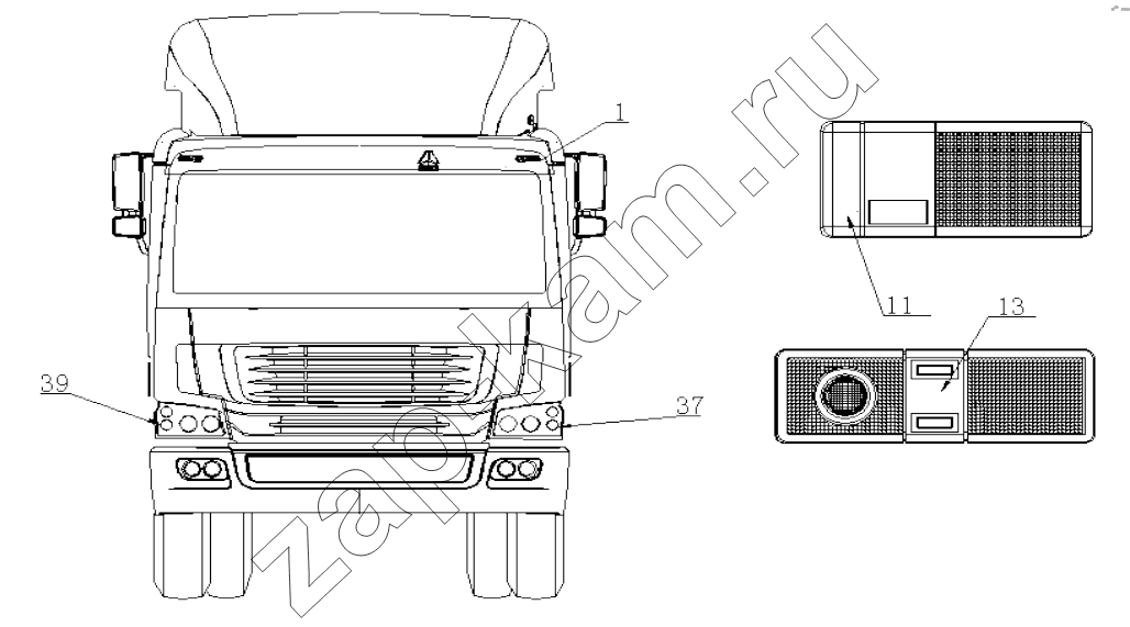 Схема/чертеж: HOWO driving cab electrical equipment / HOWO Howo A7 8x4