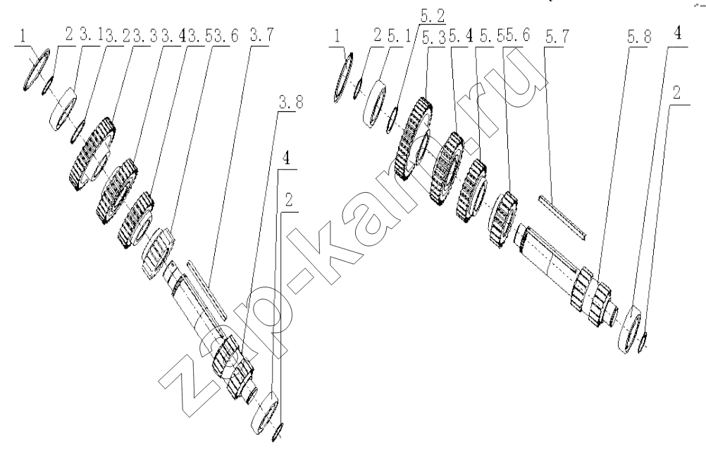 Схема/чертеж: Countershaft assemby / HOWO Howo A7 8x4