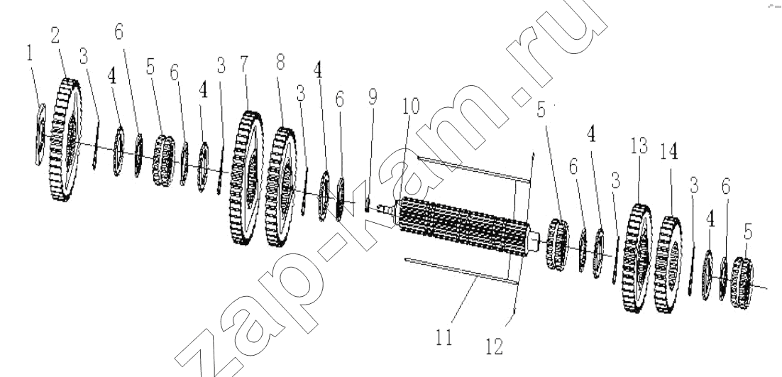 Схема/чертеж: Main shaft composite member / HOWO Howo A7 8x4