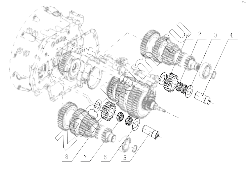 Схема/чертеж: Idle gear composite member / HOWO Howo A7 8x4