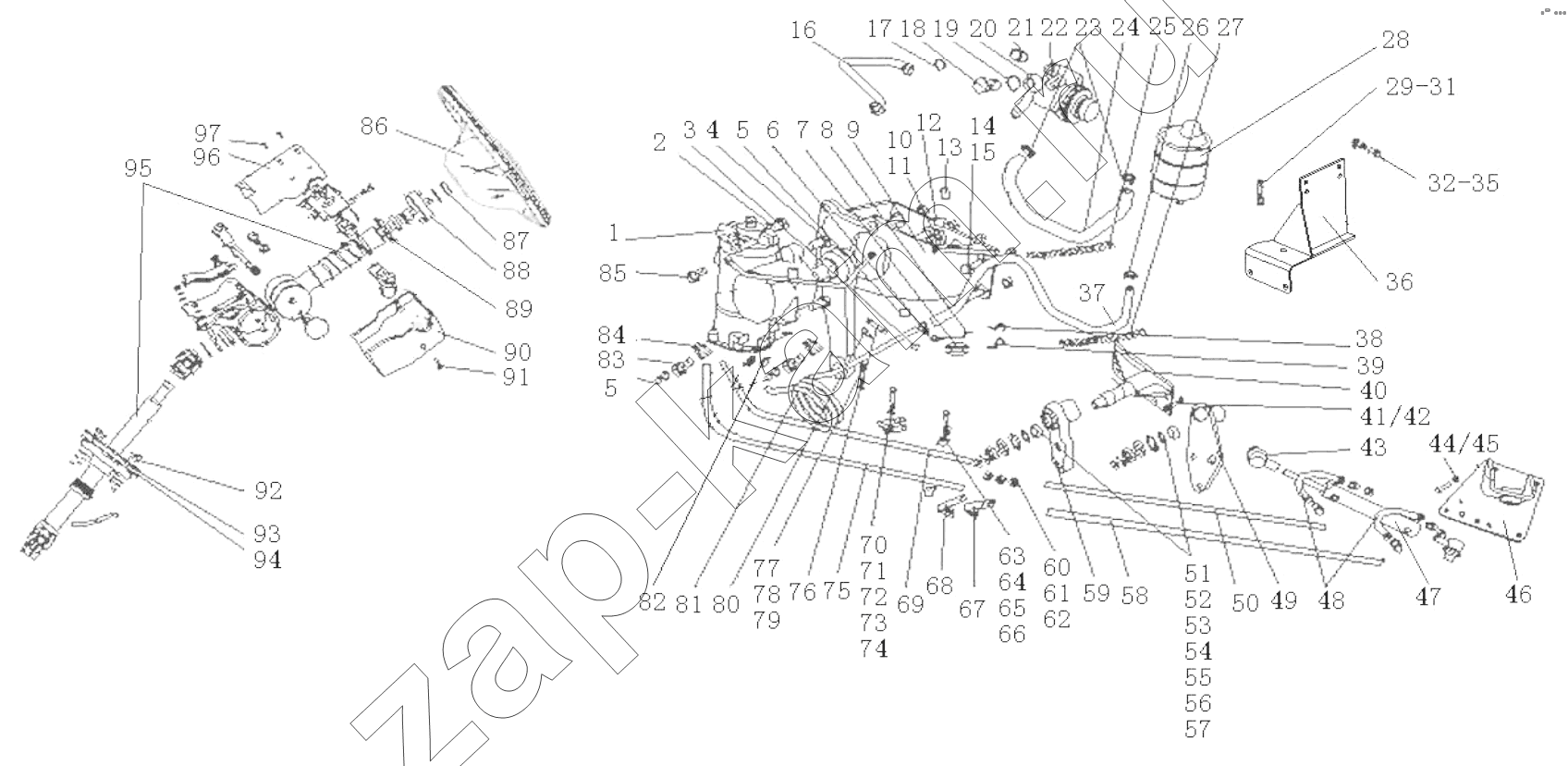 Схема/чертеж: Steering device (ZF8118) / HOWO Howo A7 8x4