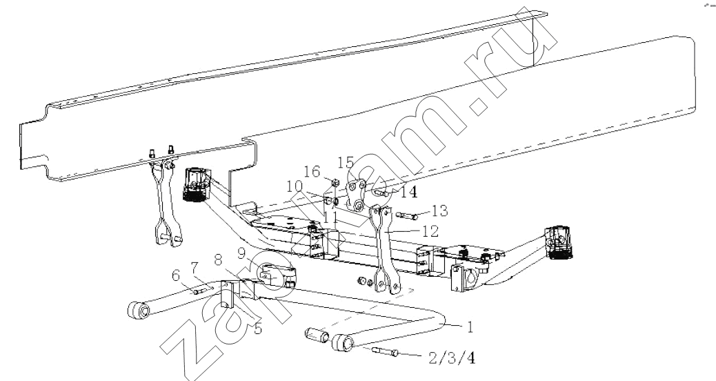 Схема/чертеж: Front axle stabilizer (HOWO) / HOWO Howo A7 8x4