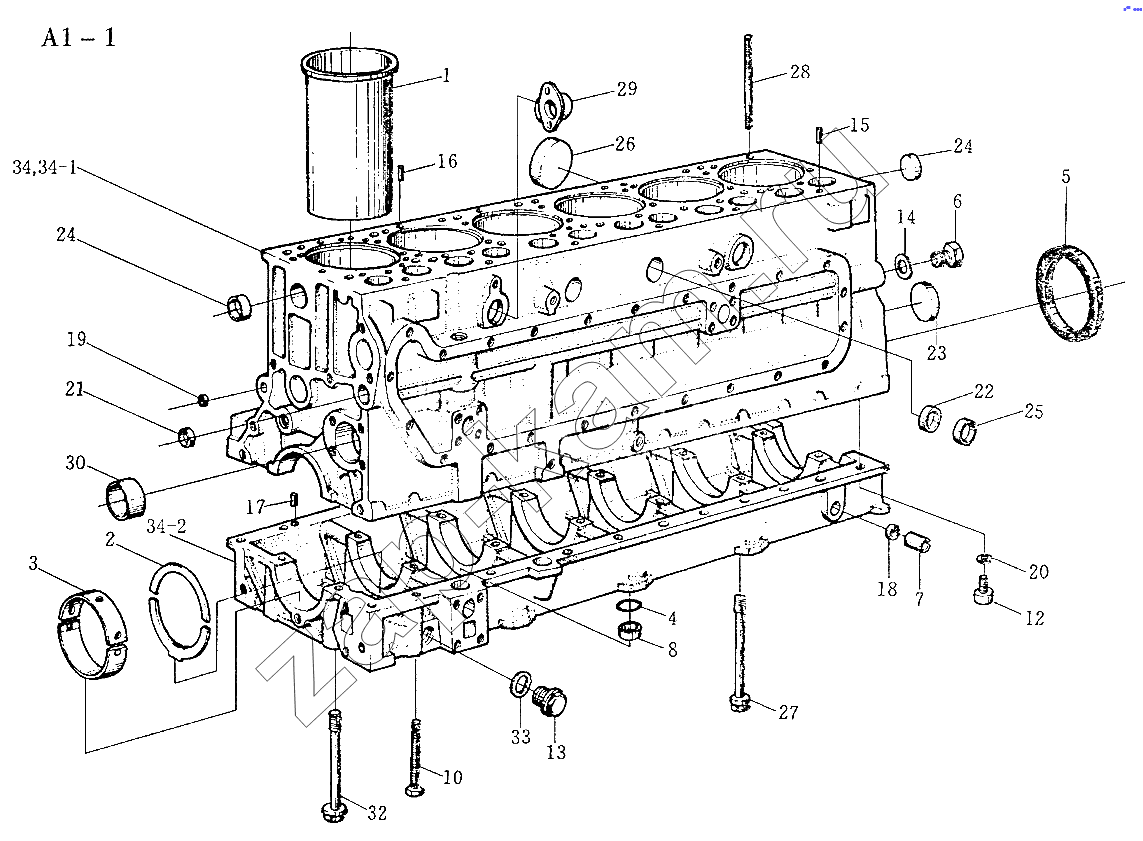 Схема/чертеж: WD615 CRANK CASE (A1-1) / HOWO Sinotruck (полный)