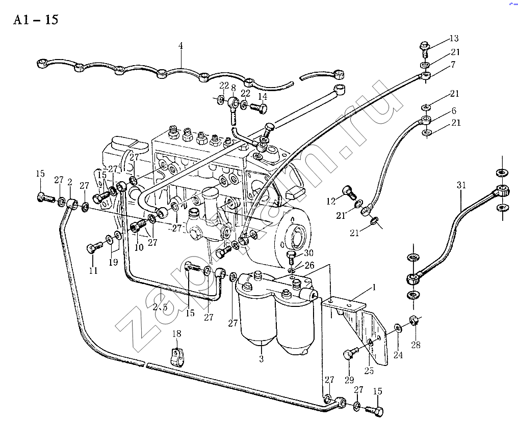 Схема/чертеж: WD615 FUEL LINE (A1-15) / HOWO Sinotruck (полный)