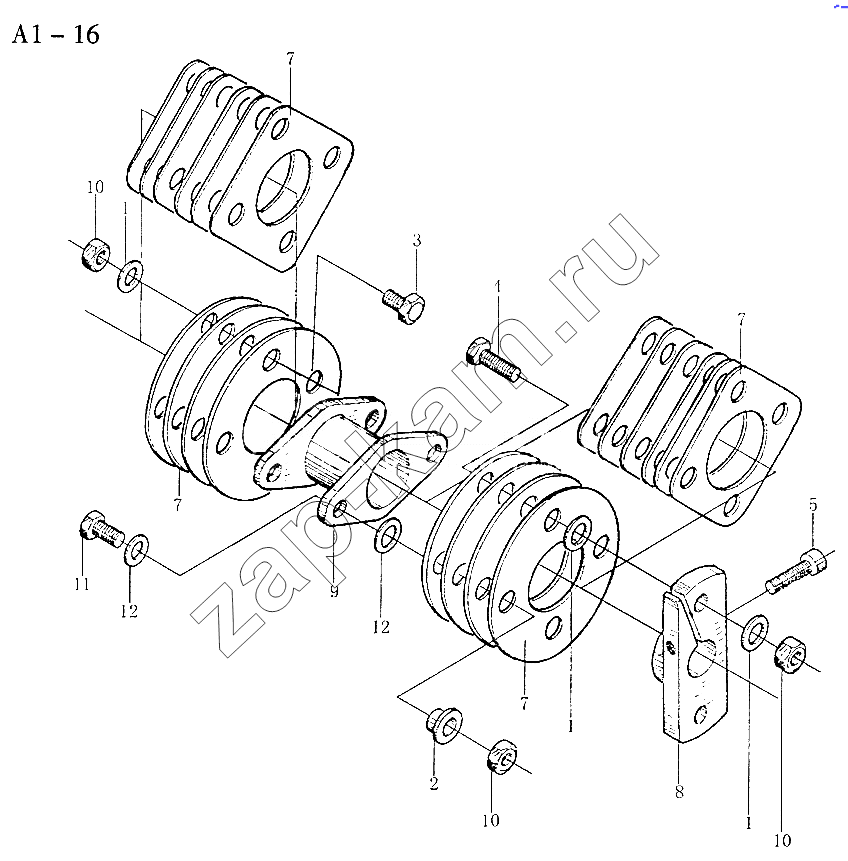 Схема/чертеж: WD615 INJECTION PUMP COUPLING (A1-16) / HOWO Sinotruck (полный)