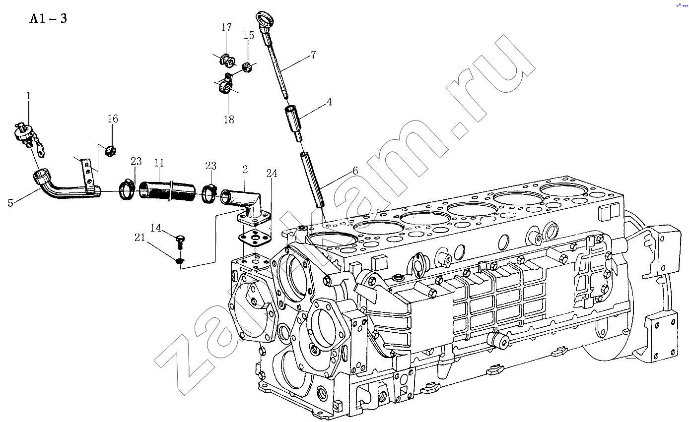 Схема/чертеж: WD615 OIL FILLING PIPE (A1-3) / HOWO Sinotruck (полный)