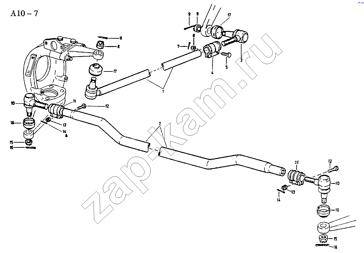 Схема/чертеж: 4x4, 6x6 TIE ROD (A10-7) / HOWO Sinotruck (полный)