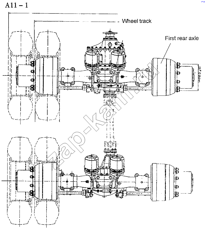 Схема/чертеж: REAR DRIVE AXLE (A11-1) / HOWO Sinotruck (полный)