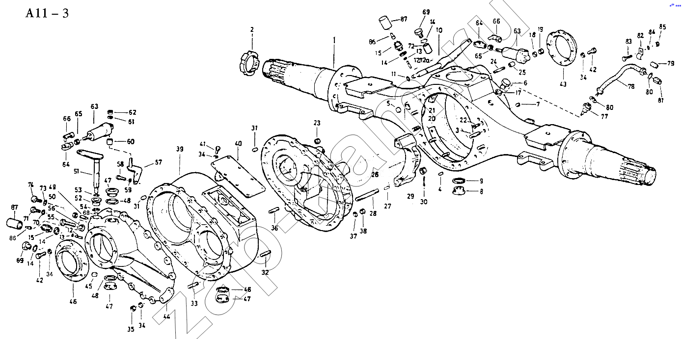 Схема/чертеж: FIRST REAR AXLE HOUSING (A11-3) / HOWO Sinotruck (полный)