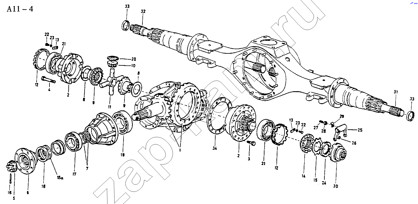 Схема/чертеж: REAR AXLE DRIVE (A11-4) / HOWO Sinotruck (полный)