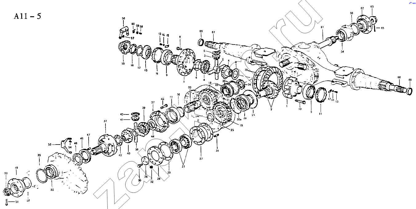 Схема/чертеж: FIRST REAR AXLE DRIVE (A11-5) / HOWO Sinotruck (полный)
