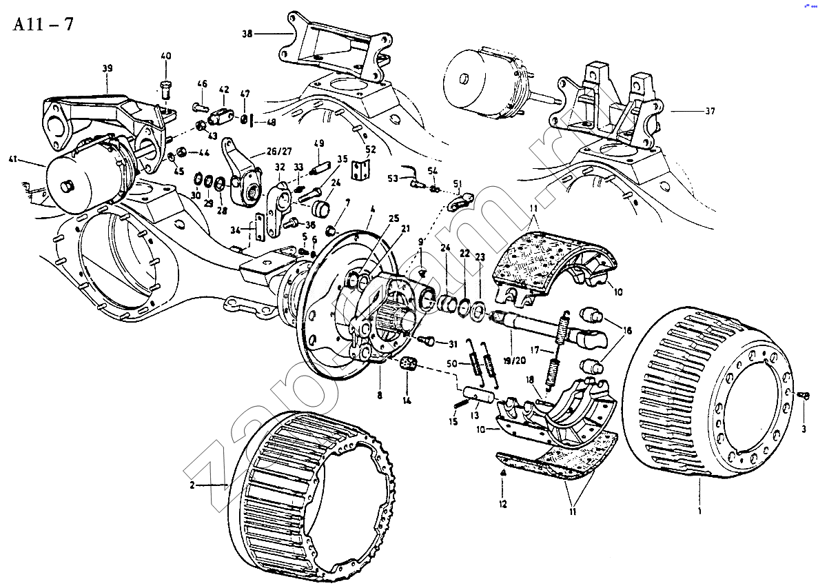 Схема/чертеж: REAR BRAKE (A11-7) / HOWO Sinotruck (полный)