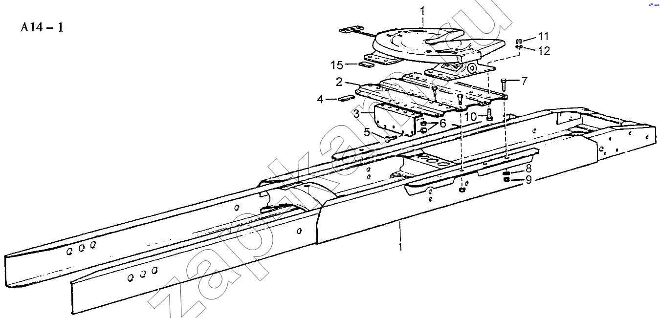 Схема/чертеж: 4x2 FIFTH WHEEL ASSEMBLY (A14-1) / HOWO Sinotruck (полный)