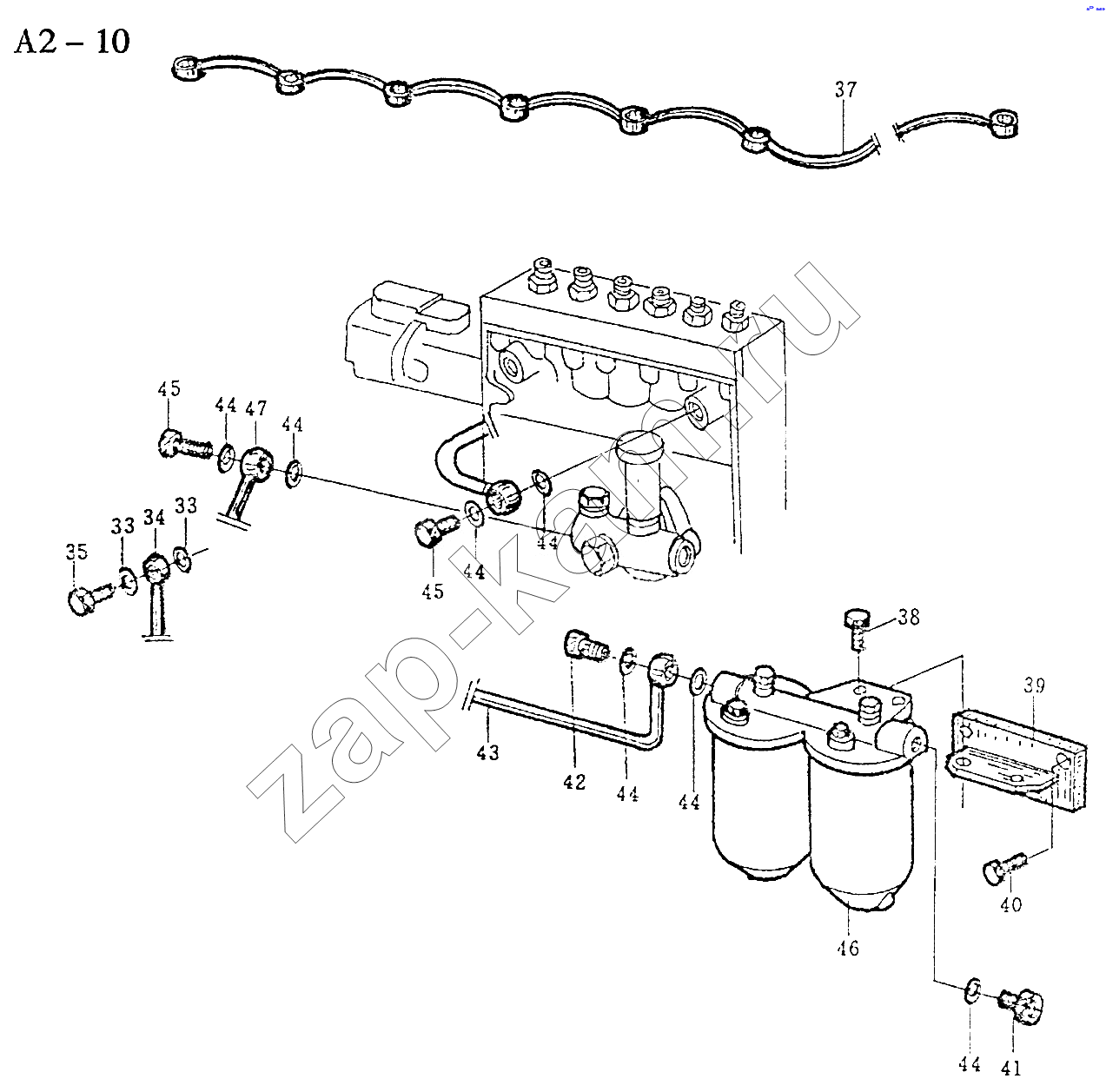 Схема/чертеж: WD618 FUEL LINE (A2-10) / HOWO Sinotruck (полный)