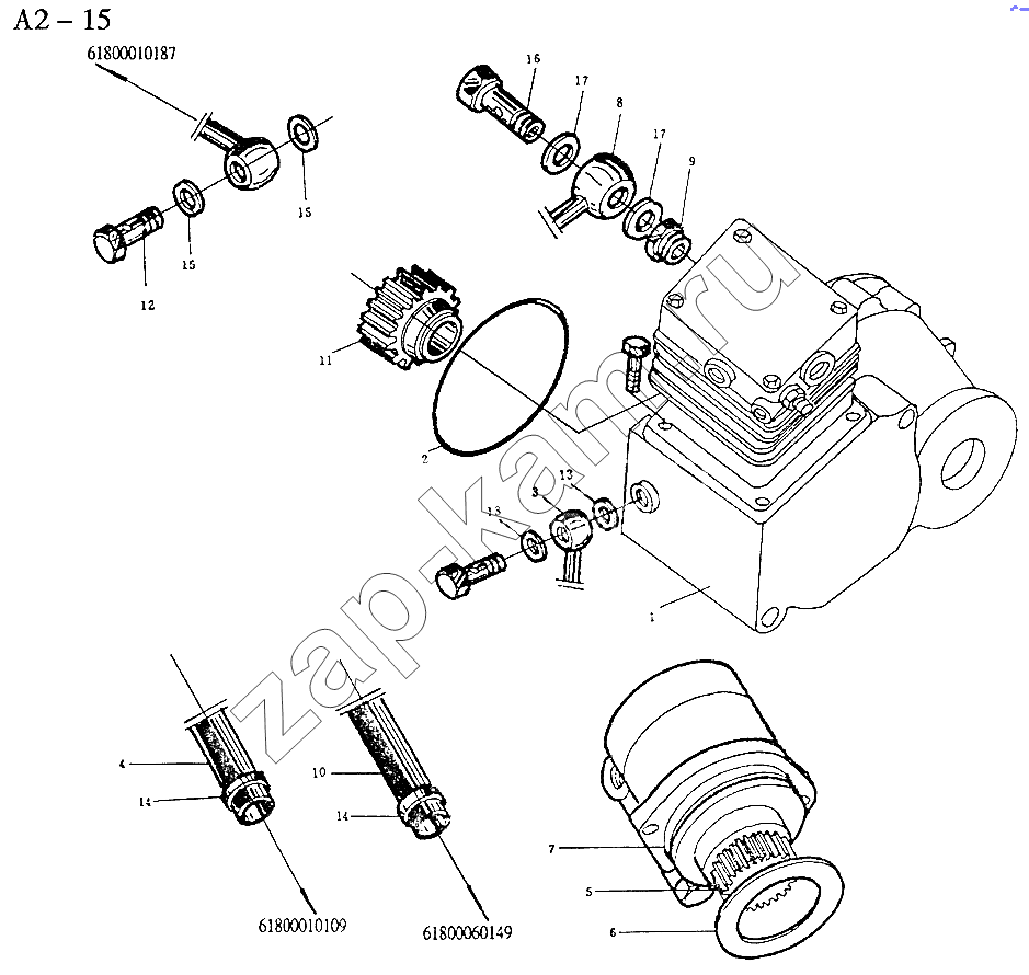Схема/чертеж: WD618 AIR COMPRESSOR (A2-15) / HOWO Sinotruck (полный)