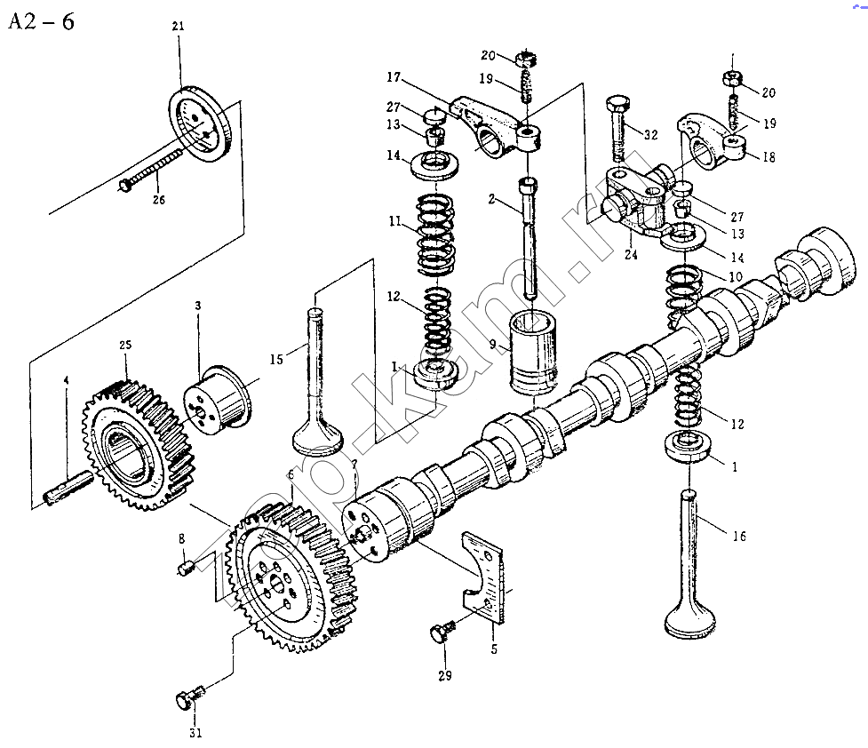 Схема/чертеж: WD618 VALVE DISTRIBUTING MECHANISM (A2-6) / HOWO Sinotruck (полный)