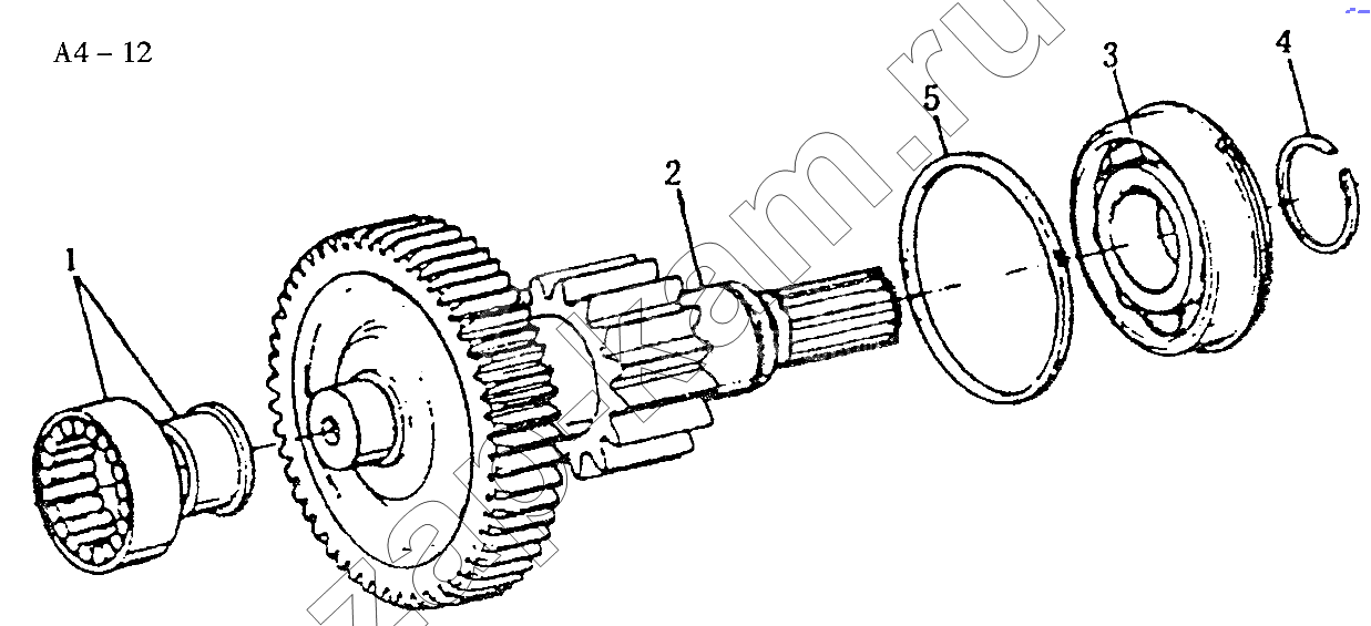 Схема/чертеж: Fuller Aux.gearbox LAYSHAFT (A4-12) / HOWO Sinotruck (полный)