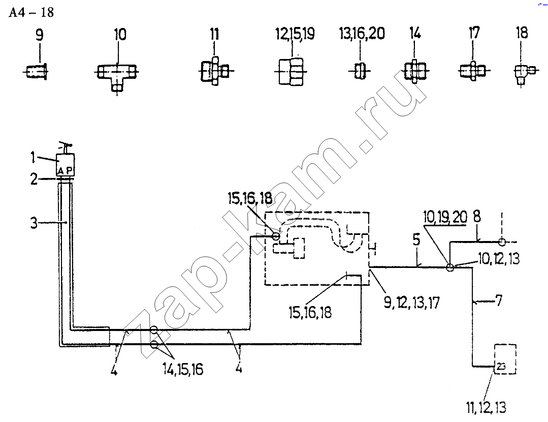Схема/чертеж: Fuller SHIFT AIR LINE (A4-18) / HOWO Sinotruck (полный)
