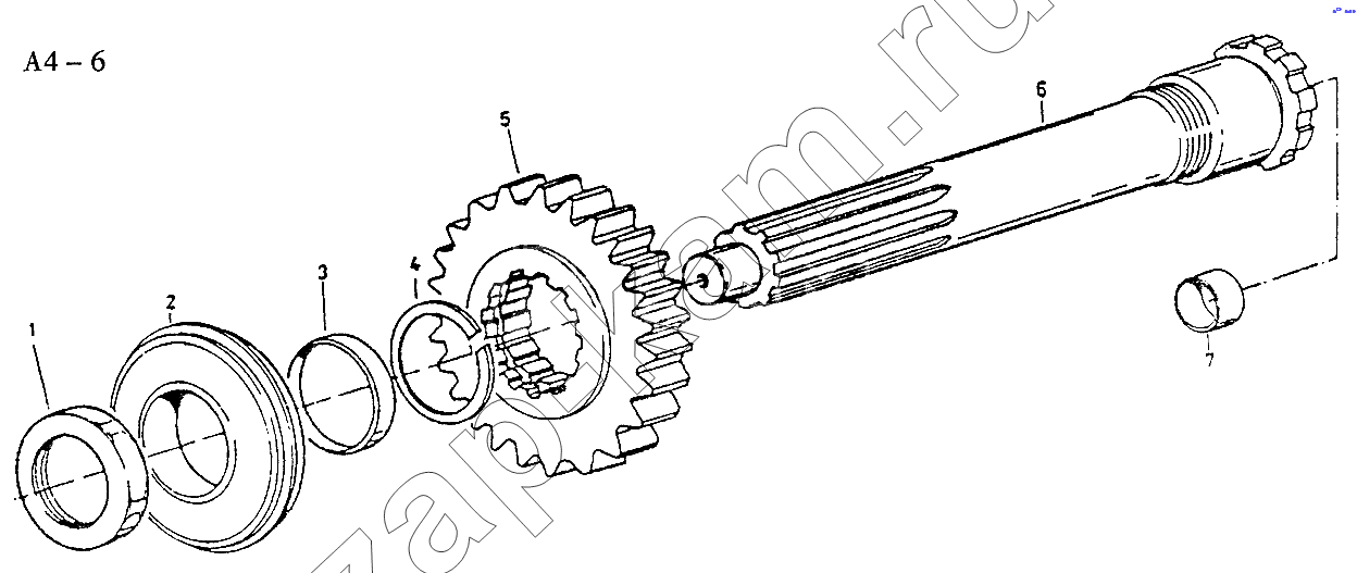 Схема/чертеж: Fuller CLUTCH SHAFT (A4-6) / HOWO Sinotruck (полный)