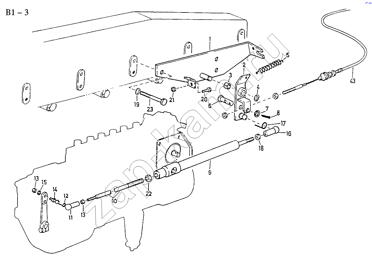 Схема/чертеж: ACCELERATOR LINKAGE (B1-3) / HOWO Sinotruck (полный)