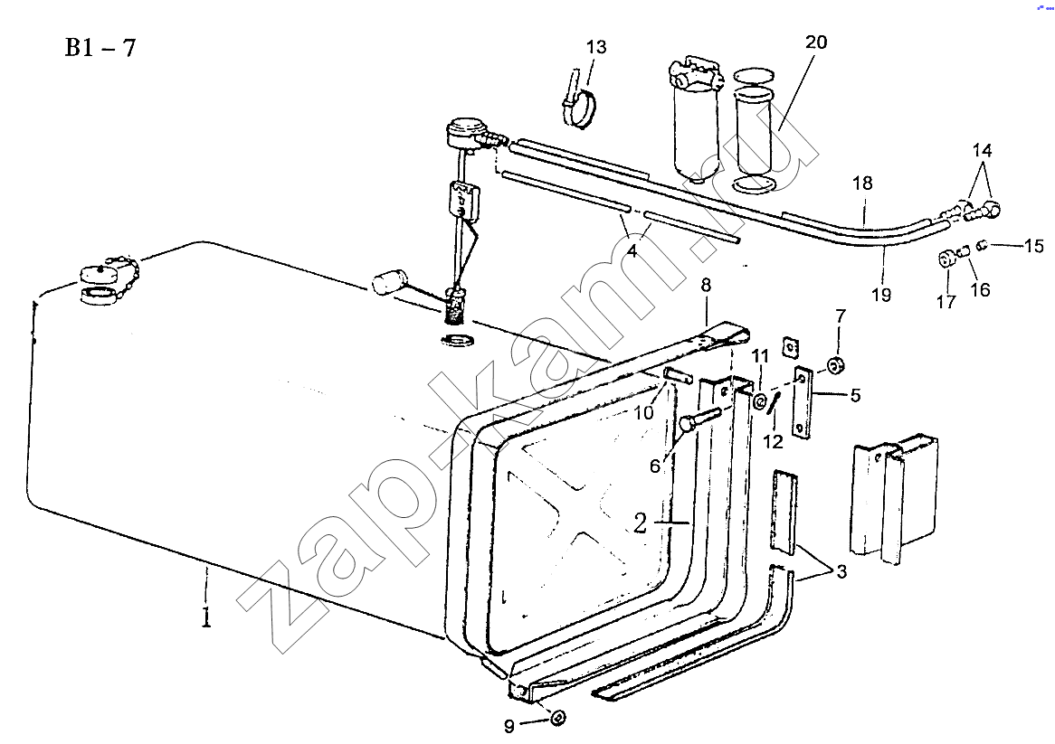 Схема/чертеж: 400L FUEL TANK (B1-7) / HOWO Sinotruck (полный)