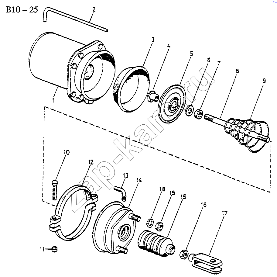 Схема/чертеж: SPRING BRAKE ACTUATOR (B10-25) / HOWO Sinotruck (полный)