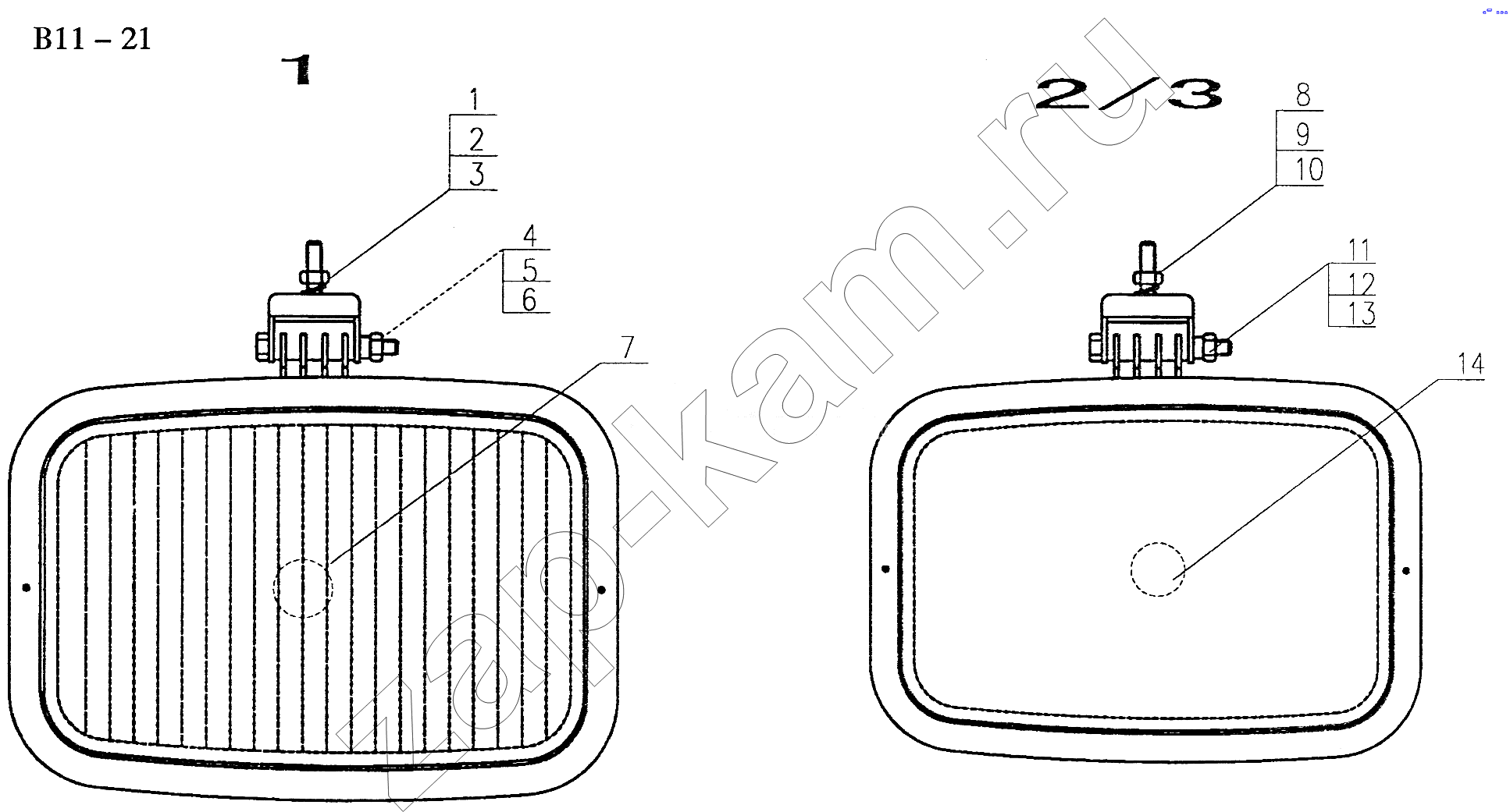 Схема/чертеж: FOG LAMP, WIDE LAMP (B11-21) / HOWO Sinotruck (полный)