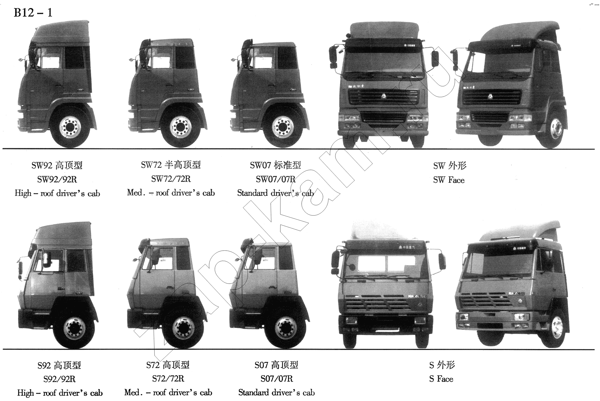Схема/чертеж: DRIVER'S CAB (B12-1) / HOWO Sinotruck (полный)