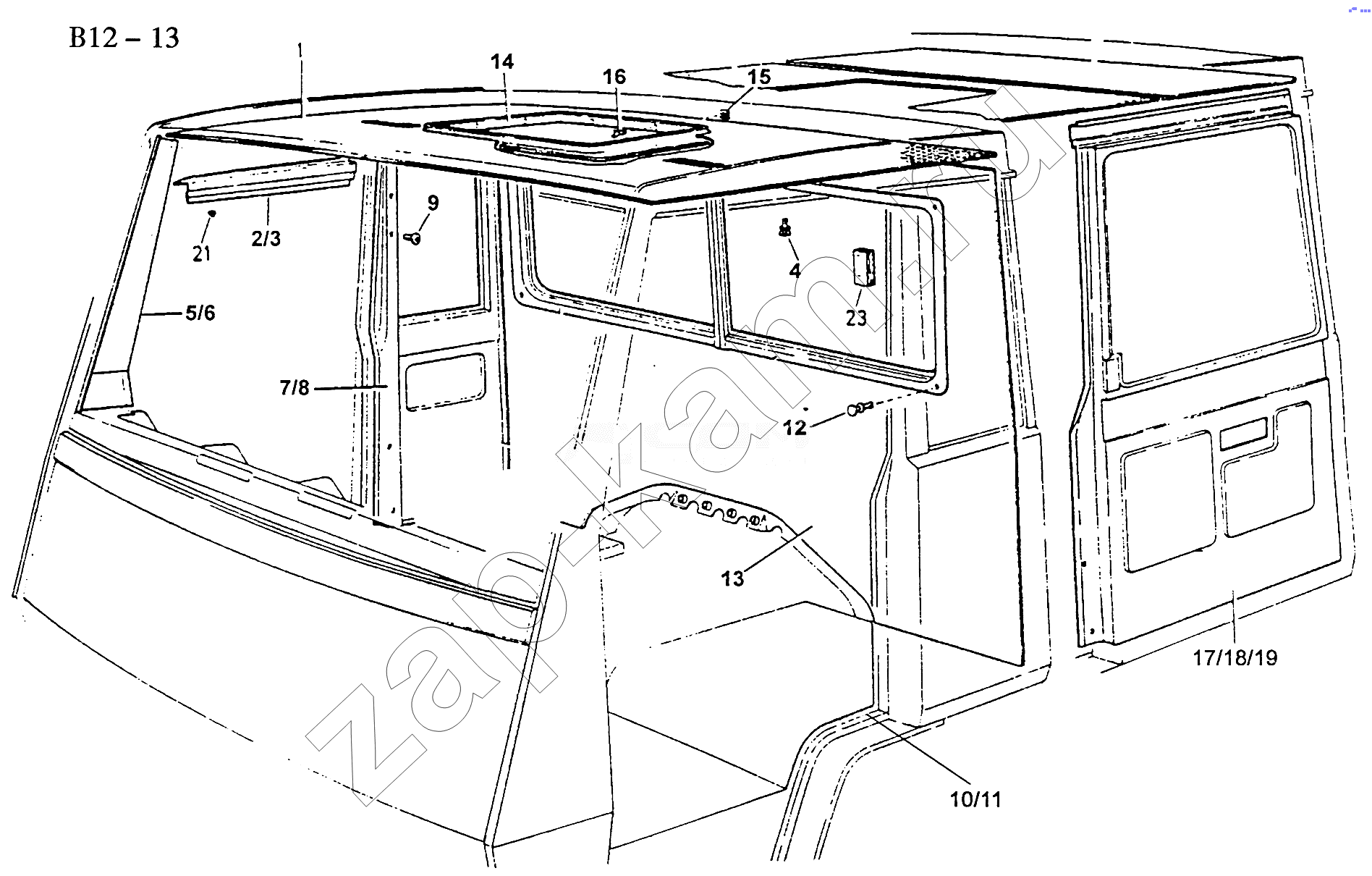 Схема/чертеж: INTERNAL LINING (B12-13) / HOWO Sinotruck (полный)