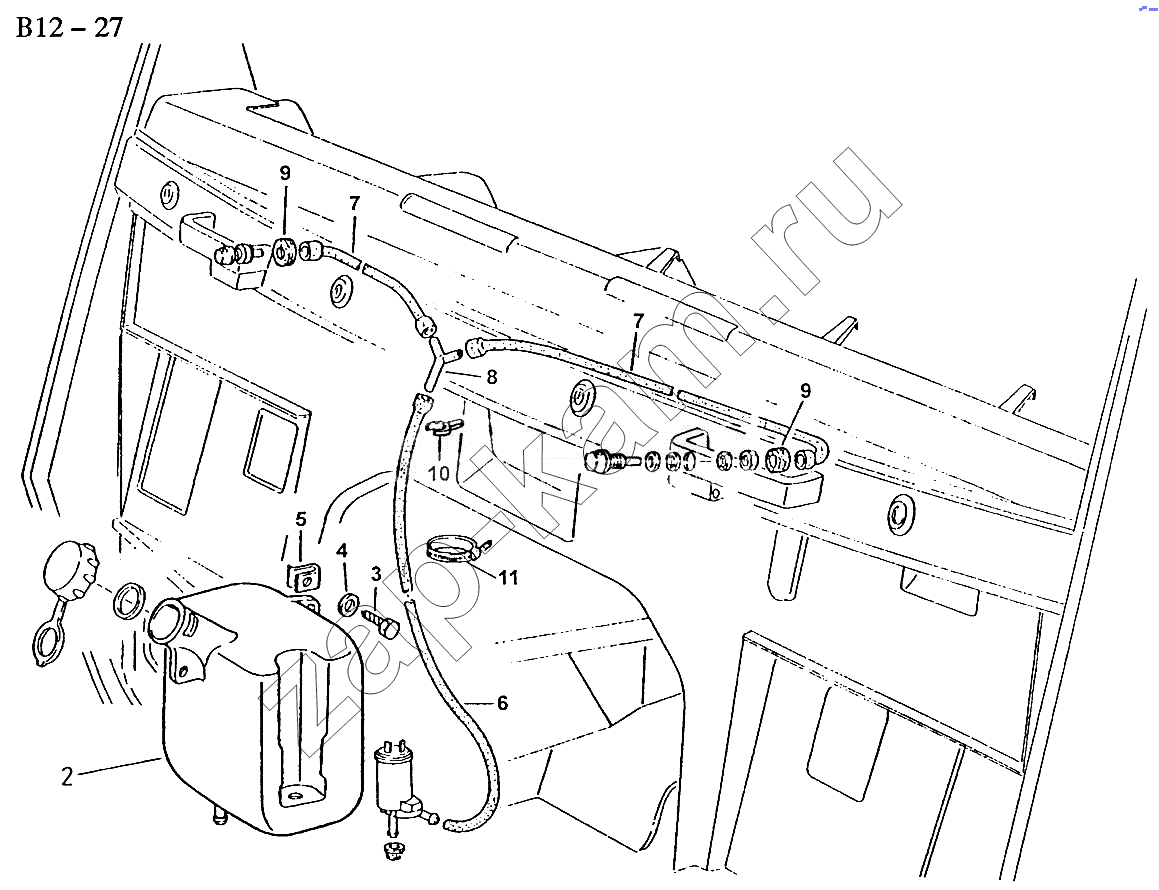 Схема/чертеж: WINDSCREEN WASHING EQUIPMENT (B12-27) / HOWO Sinotruck (полный)