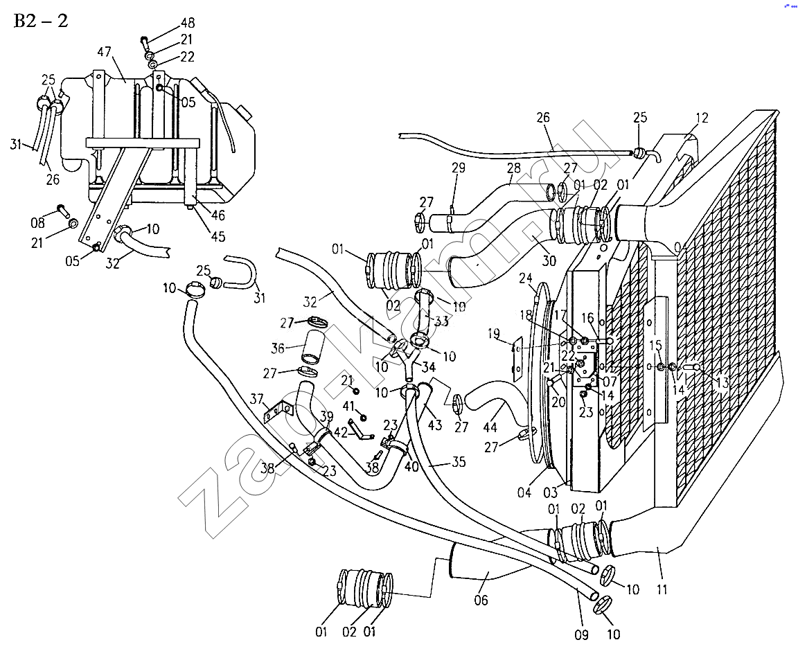 Схема/чертеж: WD618 COOLING SYSTEM (B2-2) / HOWO Sinotruck (полный)