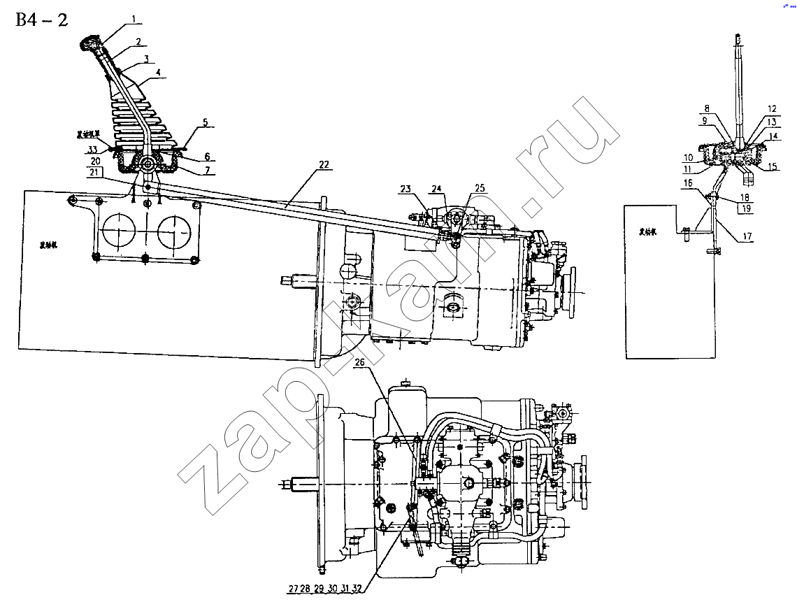 Схема/чертеж: FULLER GEAR-CHANGE SYSTEM (B4-2) / HOWO Sinotruck (полный)