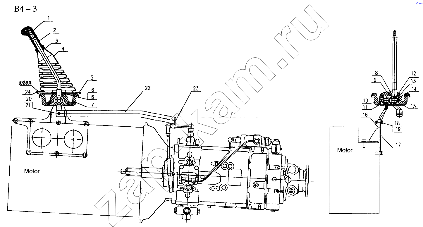 Схема/чертеж: ZF GEAR-CHANGE SYSTEM (B4-3) / HOWO Sinotruck (полный)
