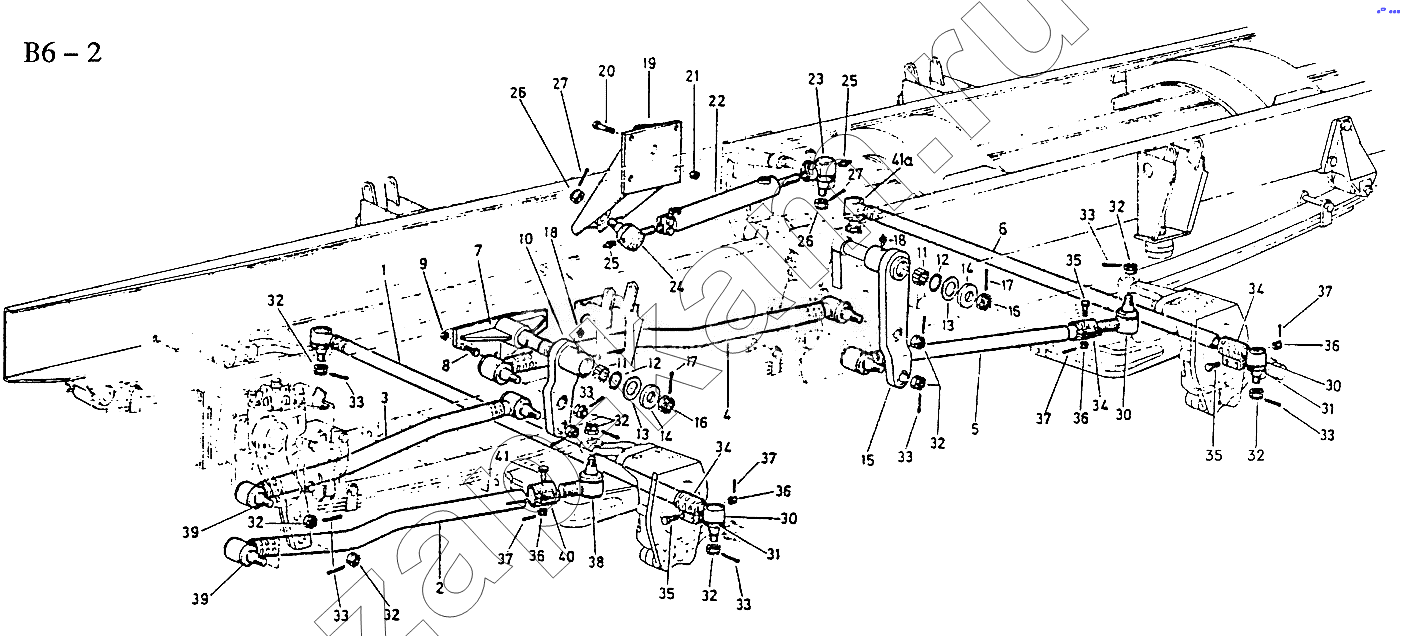 Схема/чертеж: 8x4 STEERING LINKAGE (B6-2) / HOWO Sinotruck (полный)