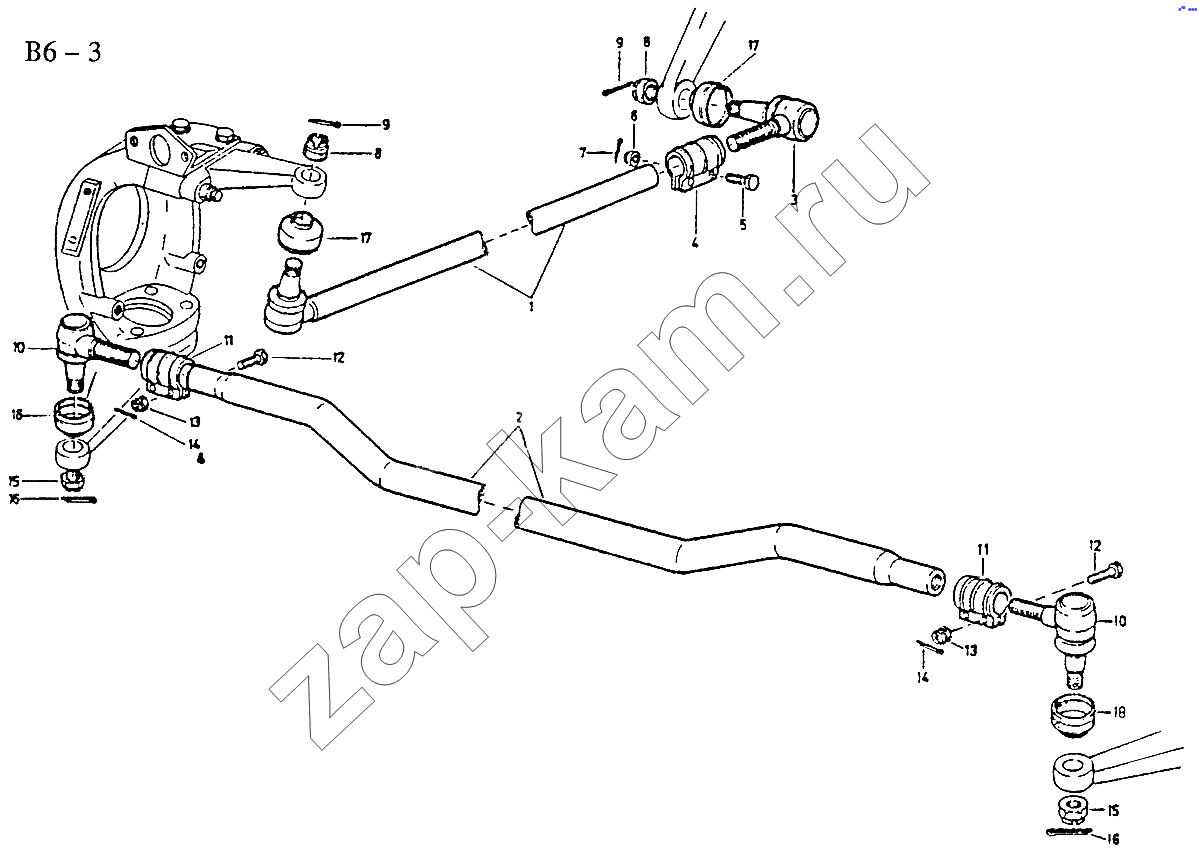 Схема/чертеж: 4x4, 6x6 STEERING LINK (B6-3) / HOWO Sinotruck (полный)