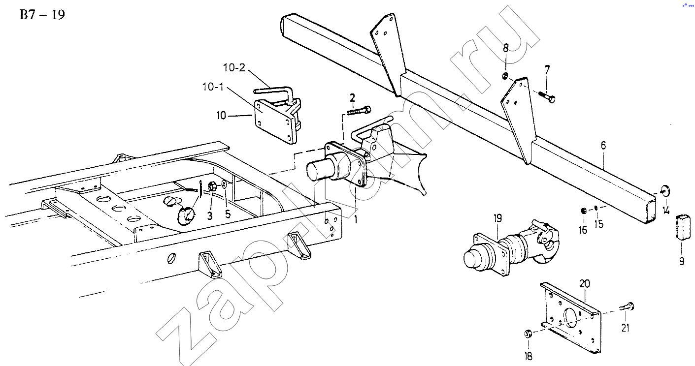 Схема/чертеж: BOTTOM PROTECTION, TRAILER COUPLING (B7-19) / HOWO Sinotruck (полный)