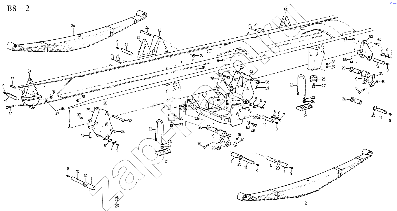 Схема/чертеж: 8x4 FRONT SPRING (B8-2) / HOWO Sinotruck (полный)