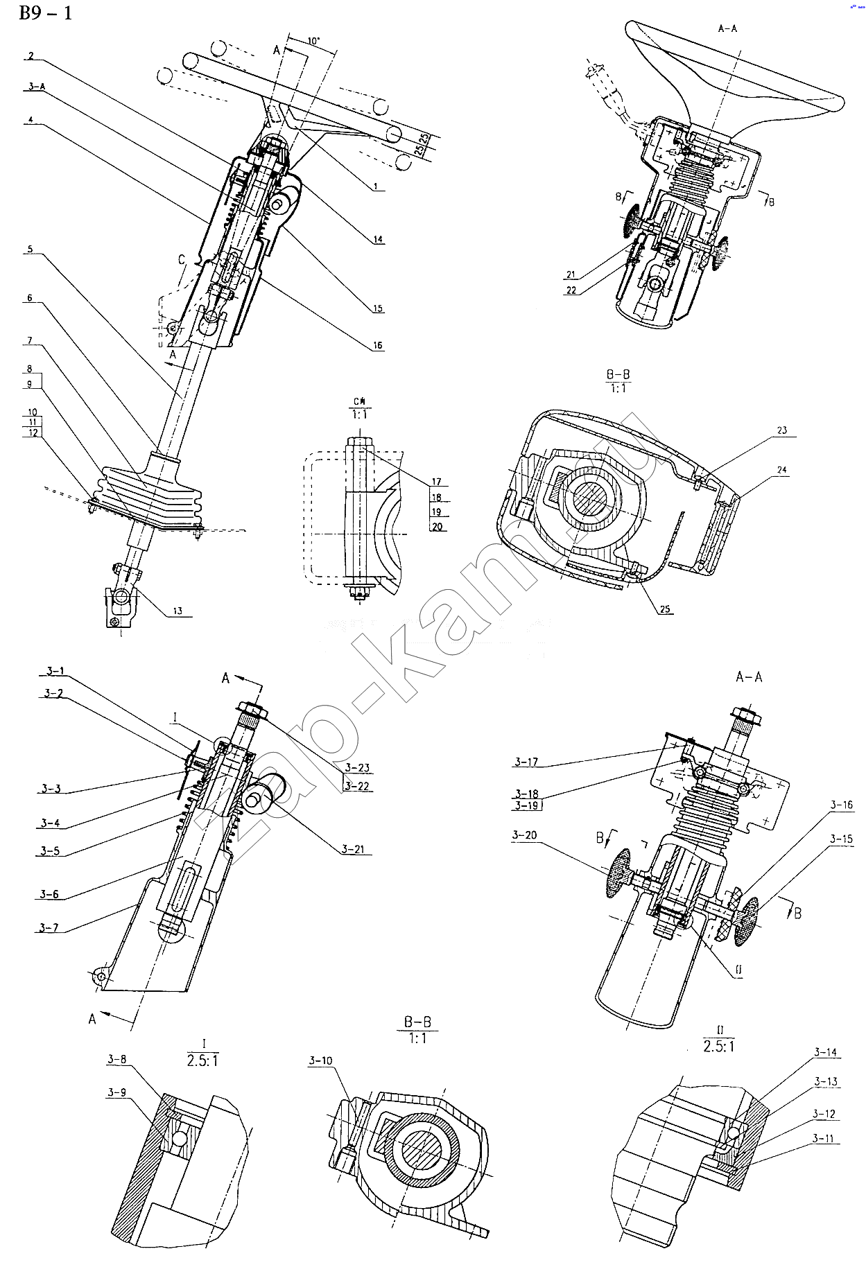 Схема/чертеж: STEERING DEVICE (B9-1) / HOWO Sinotruck (полный)